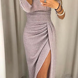 Elegantna off-shoulder gala haljina s elegantnim prorezom