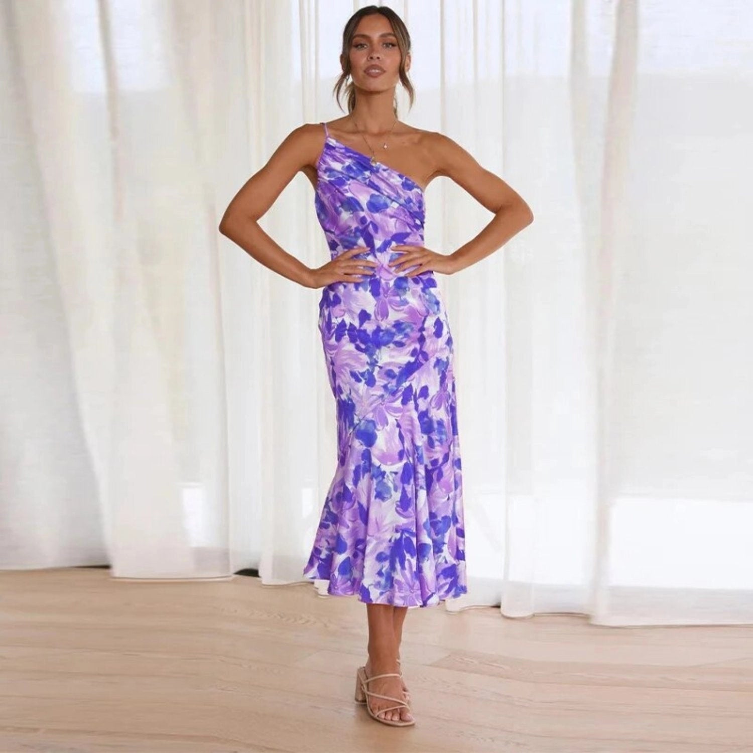Kathy™ | ženski maksi haljina s Asymmetrical Cut i cvjetna Pattern