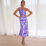 Genevieve | ženski Wedding Guest cvjetna Asymmetric midi haljina