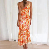 Genevieve | ženski Wedding Guest cvjetna Asymmetric midi haljina