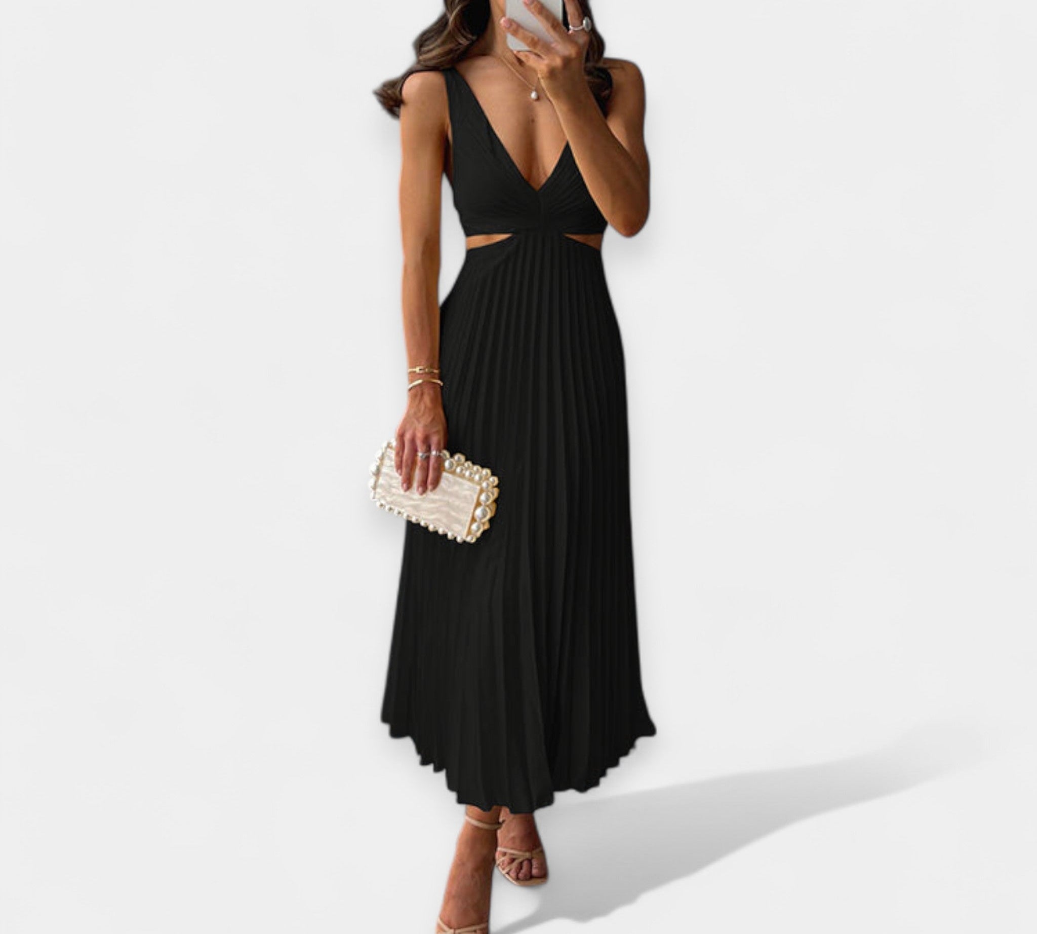 Maksi haljina s plisiranim uzorkom