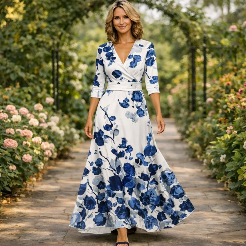 Fleur™ - Elegantna cvjetna haljina s V-izrezom