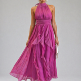 Celestia | Ruffled Halter Maxi Haljina