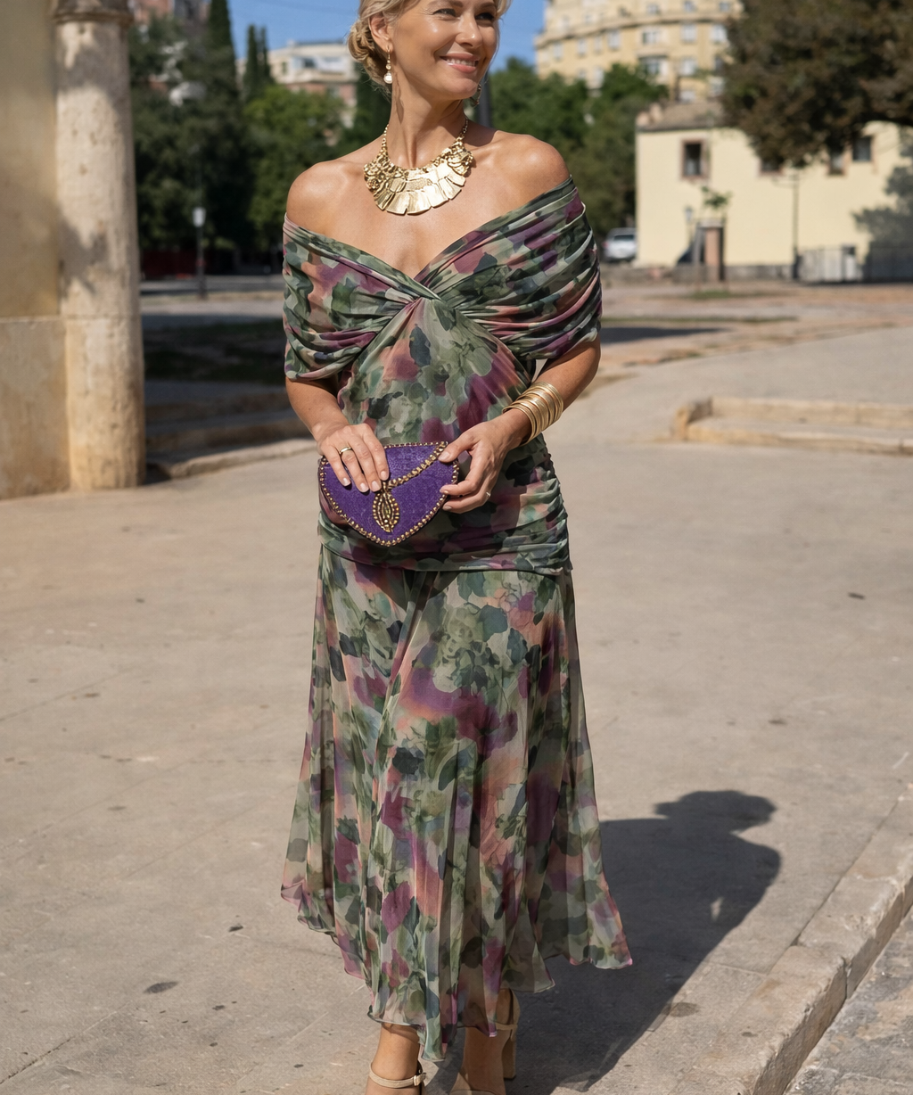 Elegantna maxi haljina za zabavu s dekolteom u obliku srca