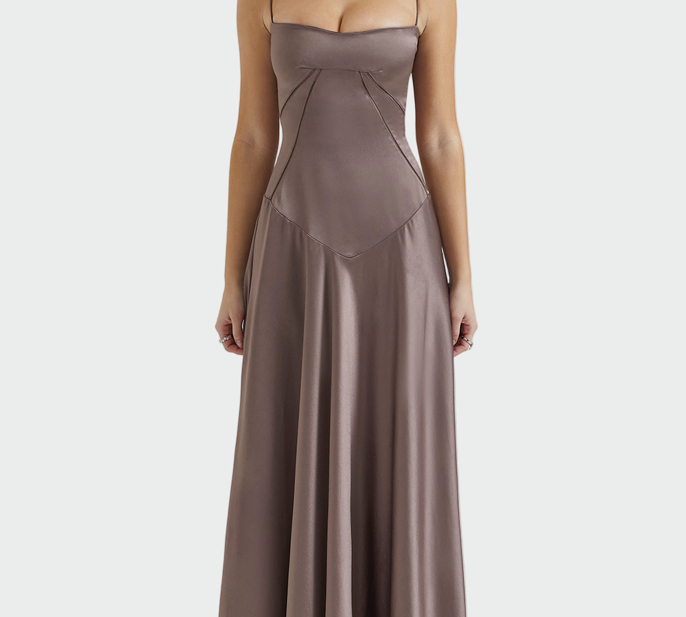 Satenska maxi haljina s tankim naramenicama