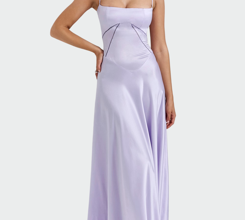 Satenska maxi haljina s tankim naramenicama