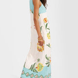 Ava | Resort Sunshine Cvjetni Print Bez Rukava Midi Haljina