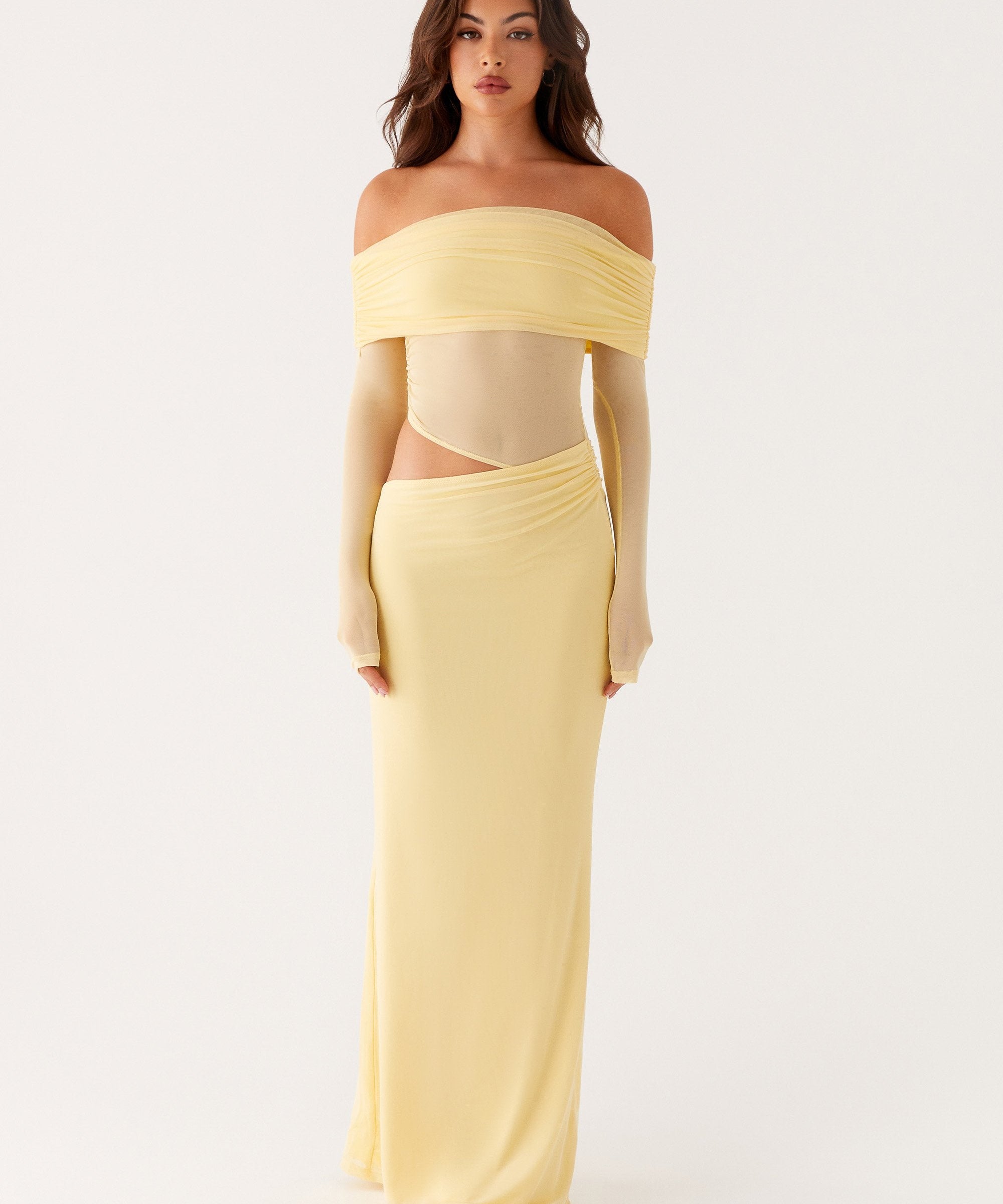 Mélina – Long Dress with Tulle Sleeves