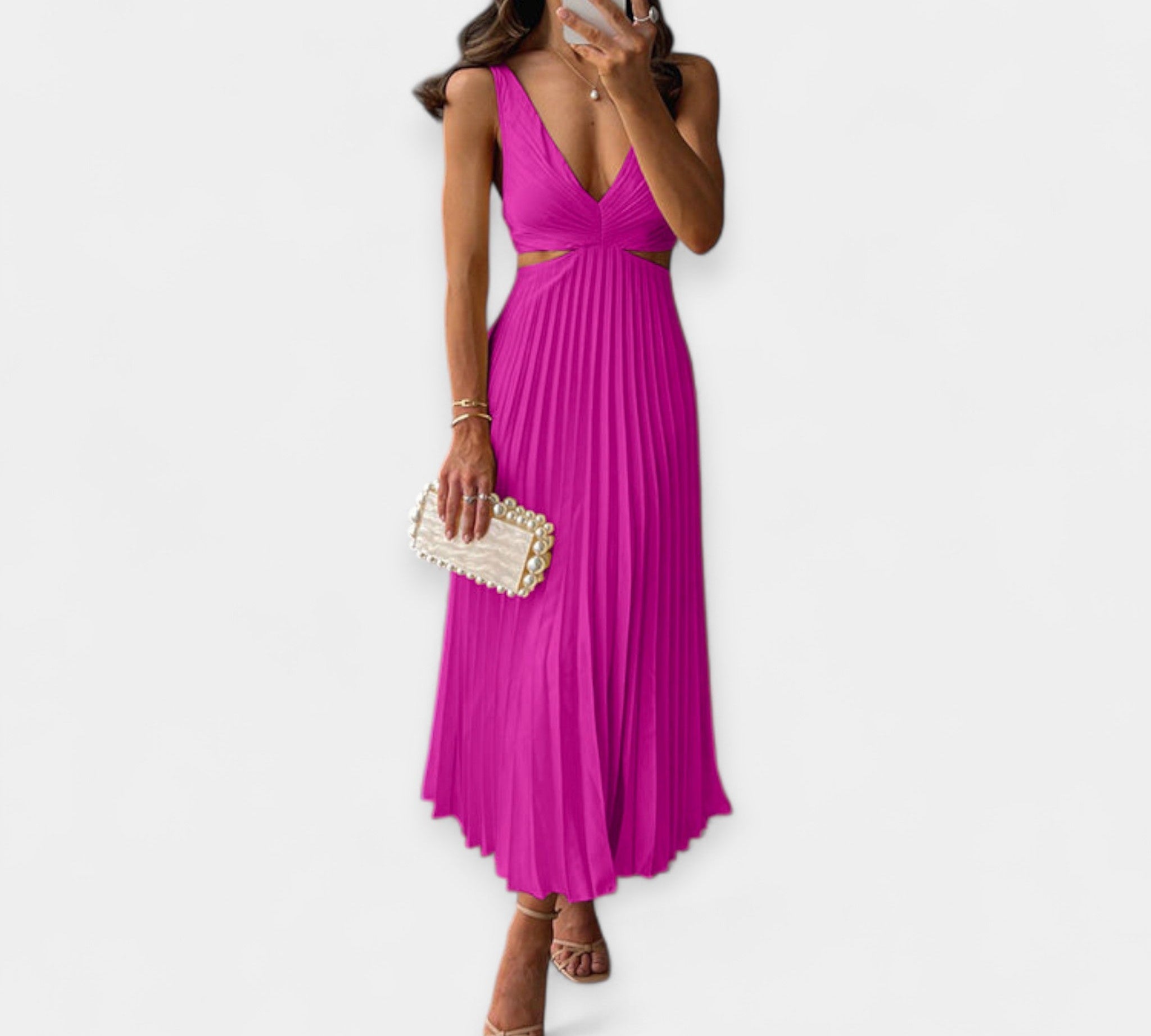 Maksi haljina s plisiranim uzorkom