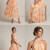 Esther™ | Halter haljina s akvarelnim uzorkom