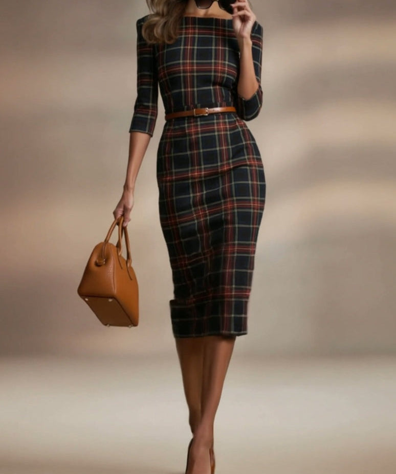 Célestine – Classic Tartan Midi haljina