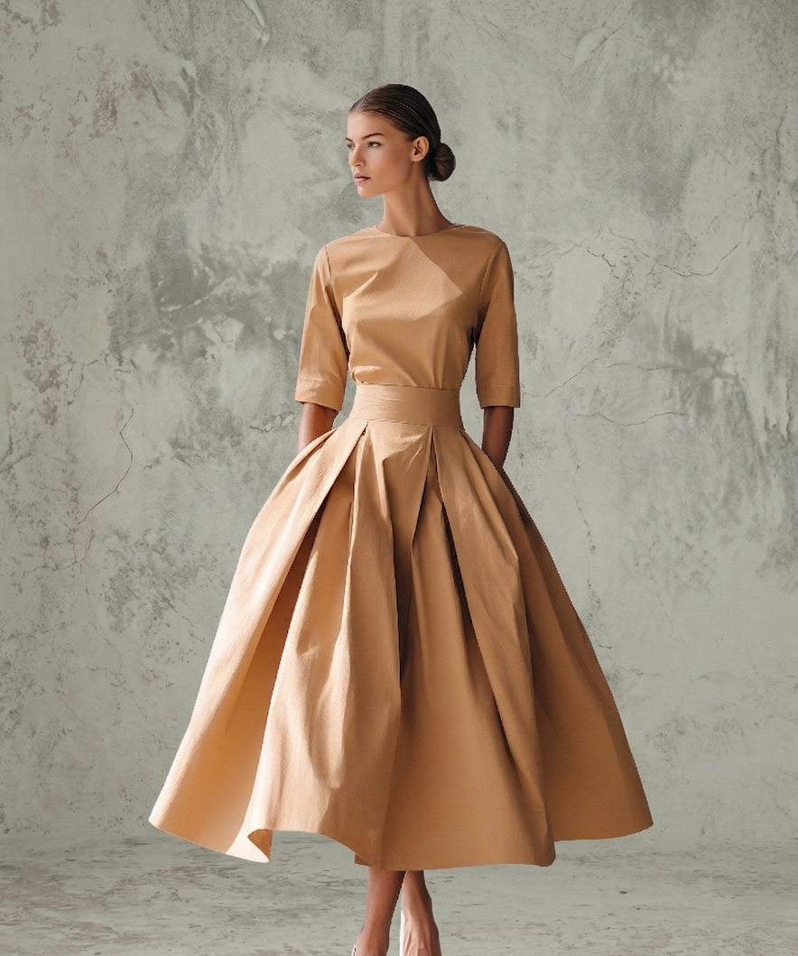 Valencia – Structured Midi Flare Dress