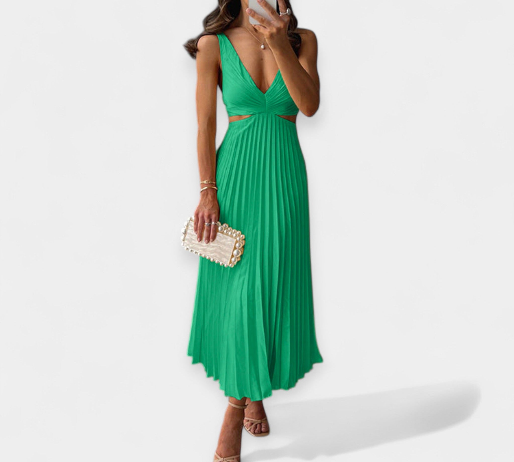 Maksi haljina s plisiranim uzorkom