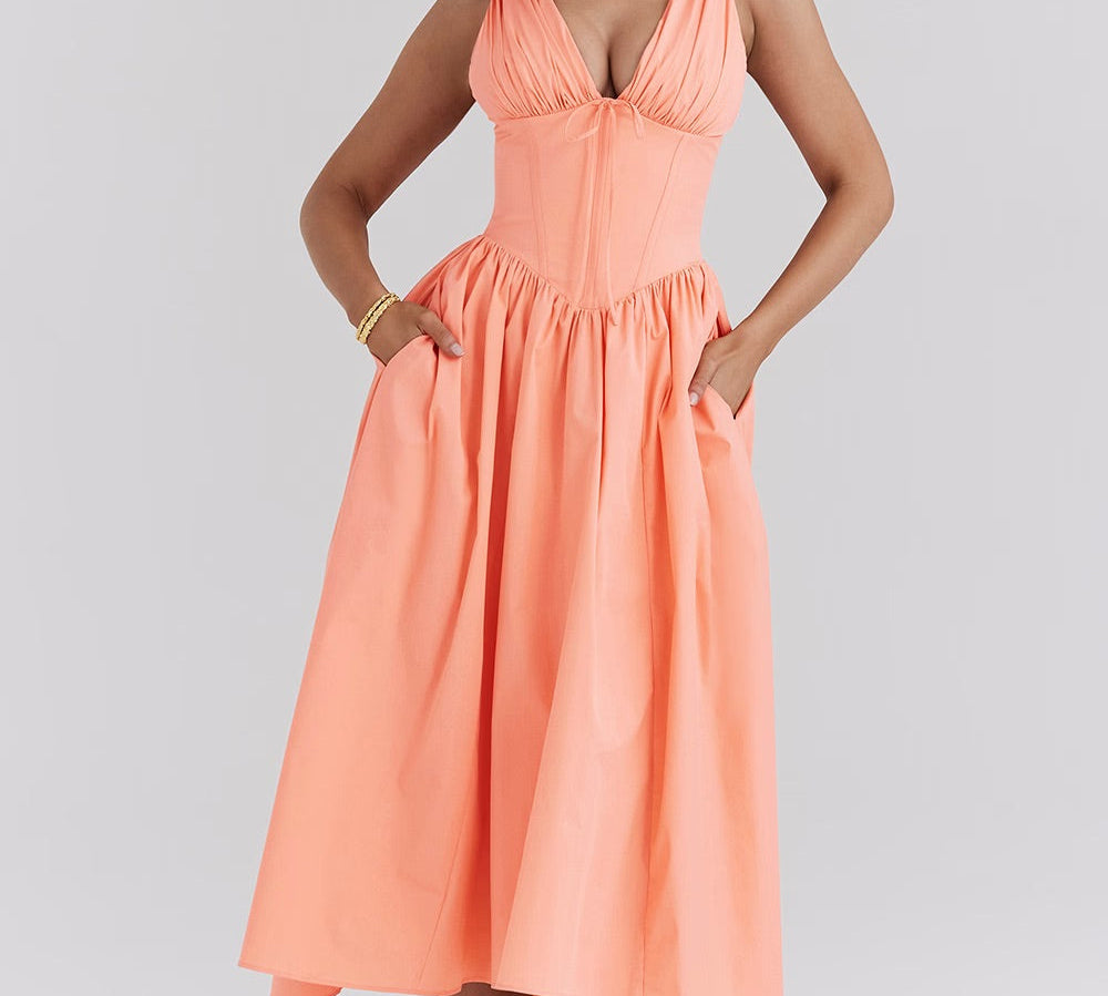 Midi haljina s romantičnim cvjetnim uzorkom