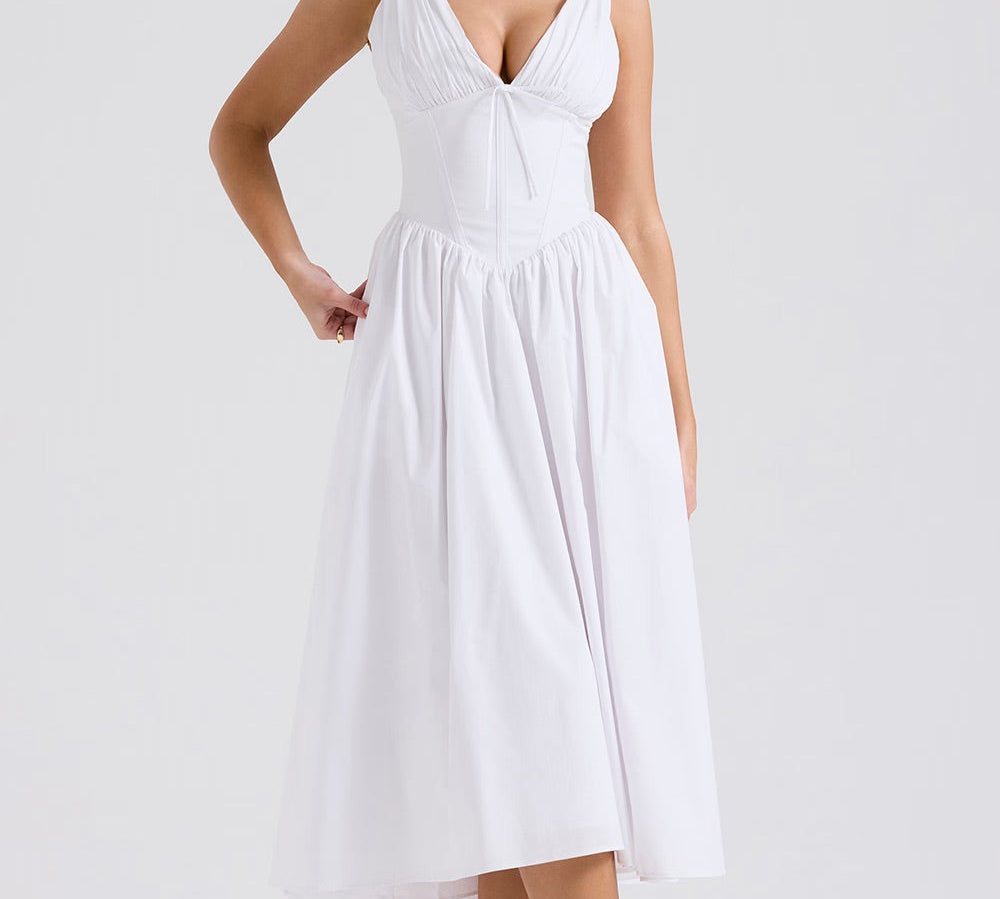 Midi haljina s romantičnim cvjetnim uzorkom