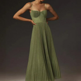 Lorna – Robe Midi Bustier Plissée
