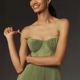Lorna – Robe Midi Bustier Plissée