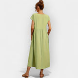 Lagano pamuk listo cvjetno haljina s džepovima