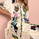 Nika | Resort Vibes satenasta košulja i hlače set Fit