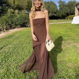 Stella | ženski Wedding Guest bez naramenica Asymmetric maksi haljina
