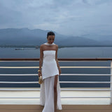 Stella | ženski Wedding Guest bez naramenica Asymmetric maksi haljina