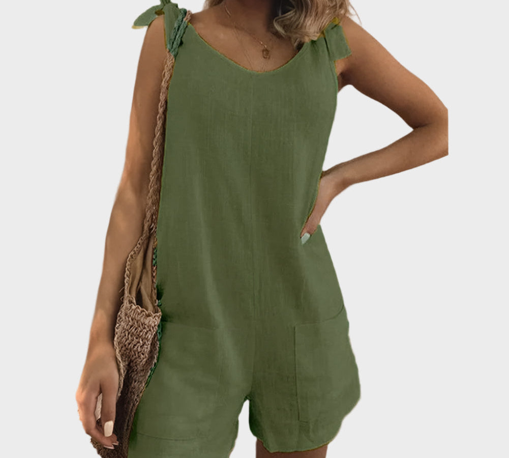 Potpuni kombinezon s kaiševima, mašnom i džepovima