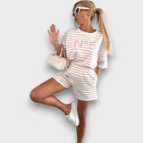 Prugasti Set Majice i Šortsa s Printom