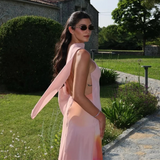 Morgan – Satin Draped Open-Back Maksi haljina