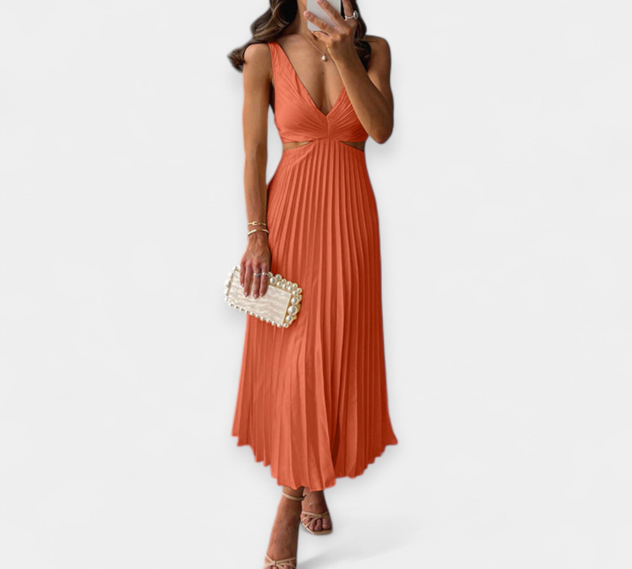 Maksi haljina s plisiranim uzorkom