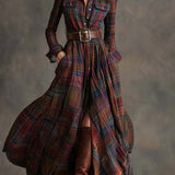 Rowan – Plaid Belted Maksi haljina