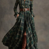 Rowan – Plaid Belted Maksi haljina
