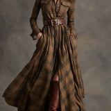 Rowan – Plaid Belted Maksi haljina