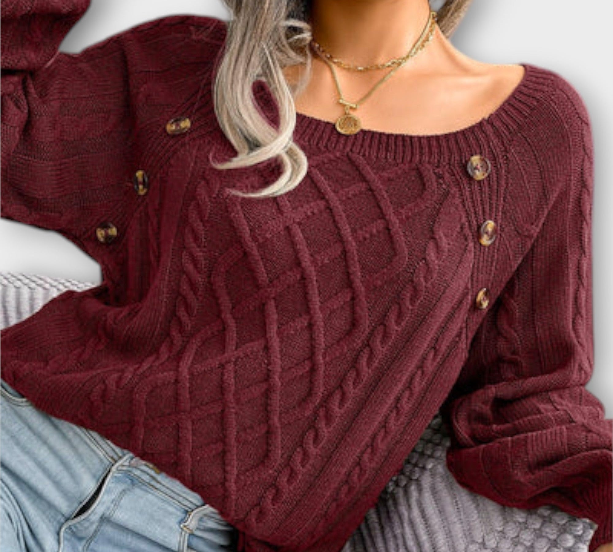 Malia - Pleteni pulover s gumbima