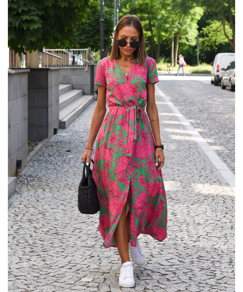 Judy | Stylish V-Neck Floral Dress