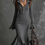 Vera – Ribbed Zip Pletena haljina