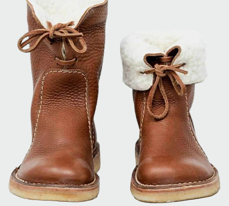 Clara - Vodootporne kožne čizme s vunenom podstavom