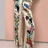 Nika | Resort Vibes Satin jedinstvena majica i hlače set