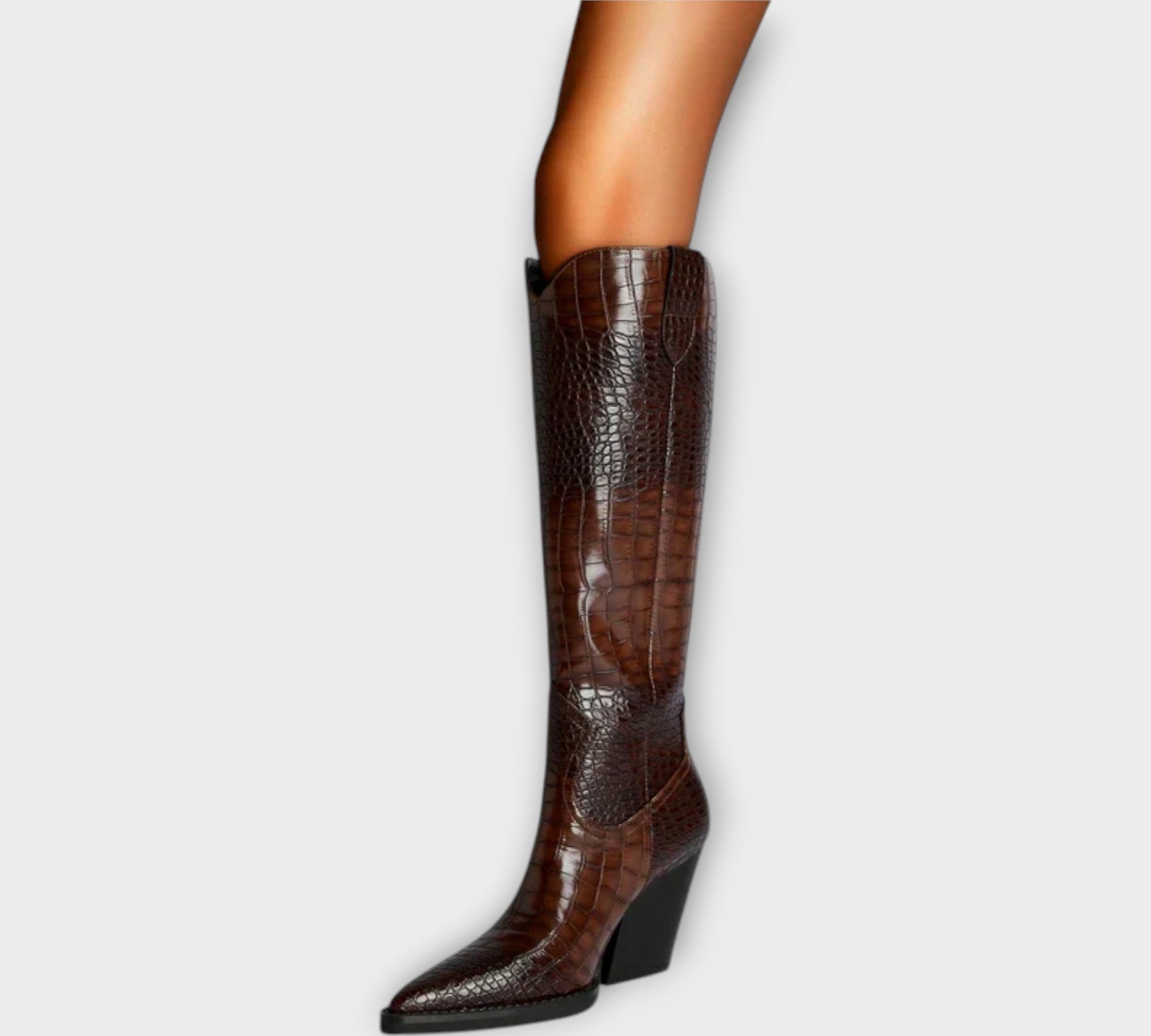 Lea - Čizme s Kroko Uzorkom i Elegantnom Petom