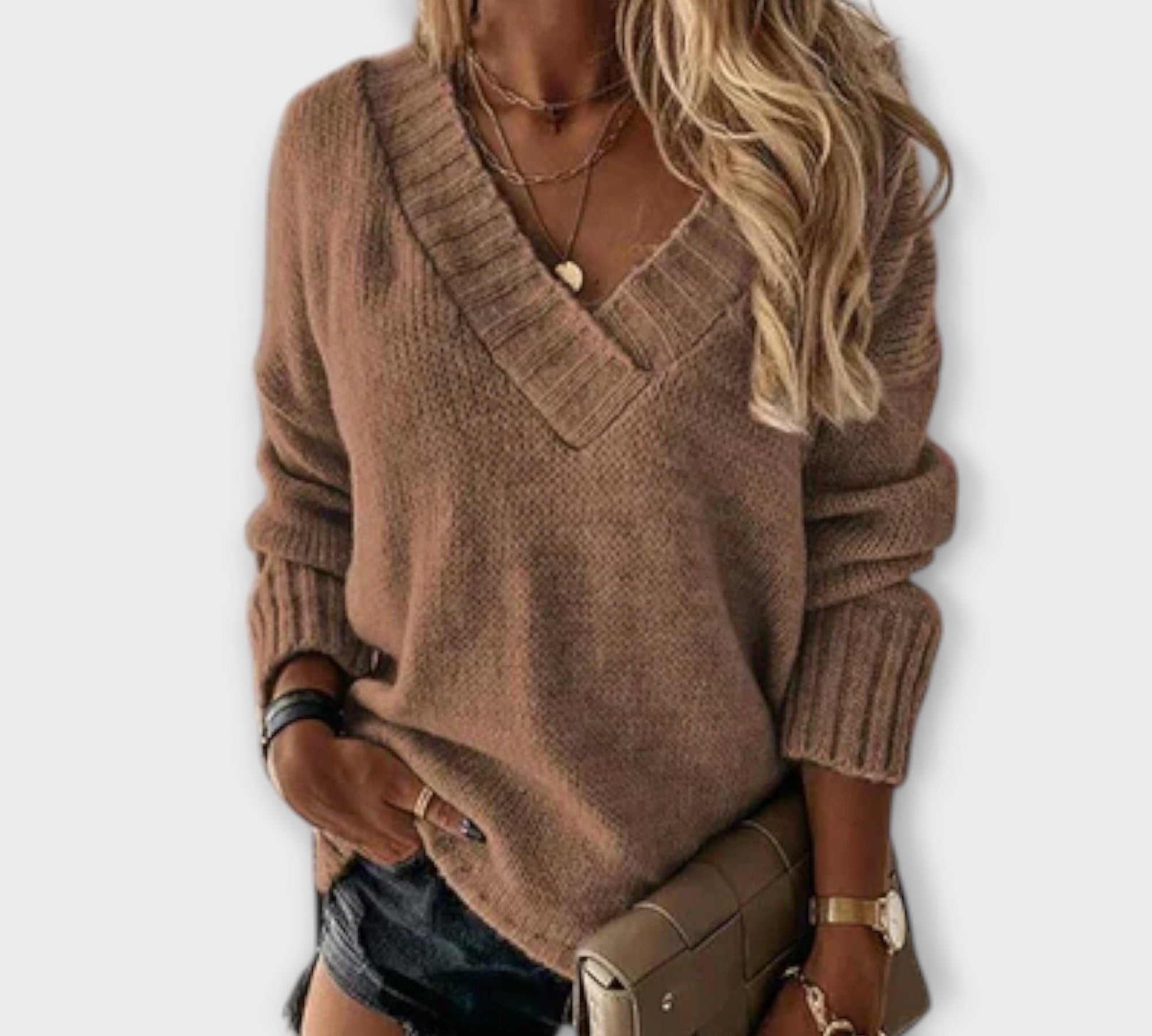 Jane - Udobni Pulover s V-izrezom