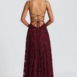SOFIA – Elegantna čipkasta maxi haljina - Burgundac