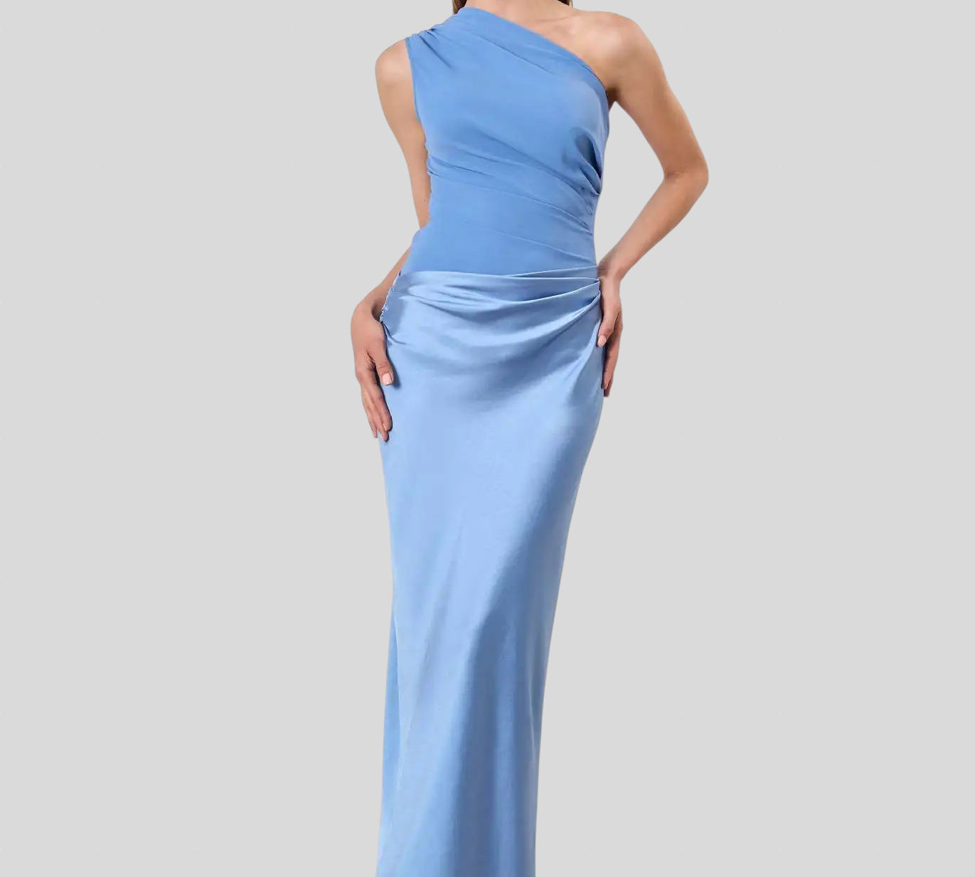 Amber – Saten Haljina Na Jedno Rame, Maxi Duljine