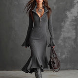 Vera – Ribbed Zip Pletena haljina