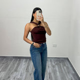 ARIA | Mocha Halter Top