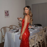 Holly | ženski Wedding Guest Sequin otvorenih leđa haljina