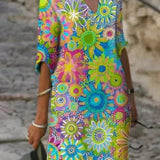 Evelyn | Vibrant Floral Midi Haljina