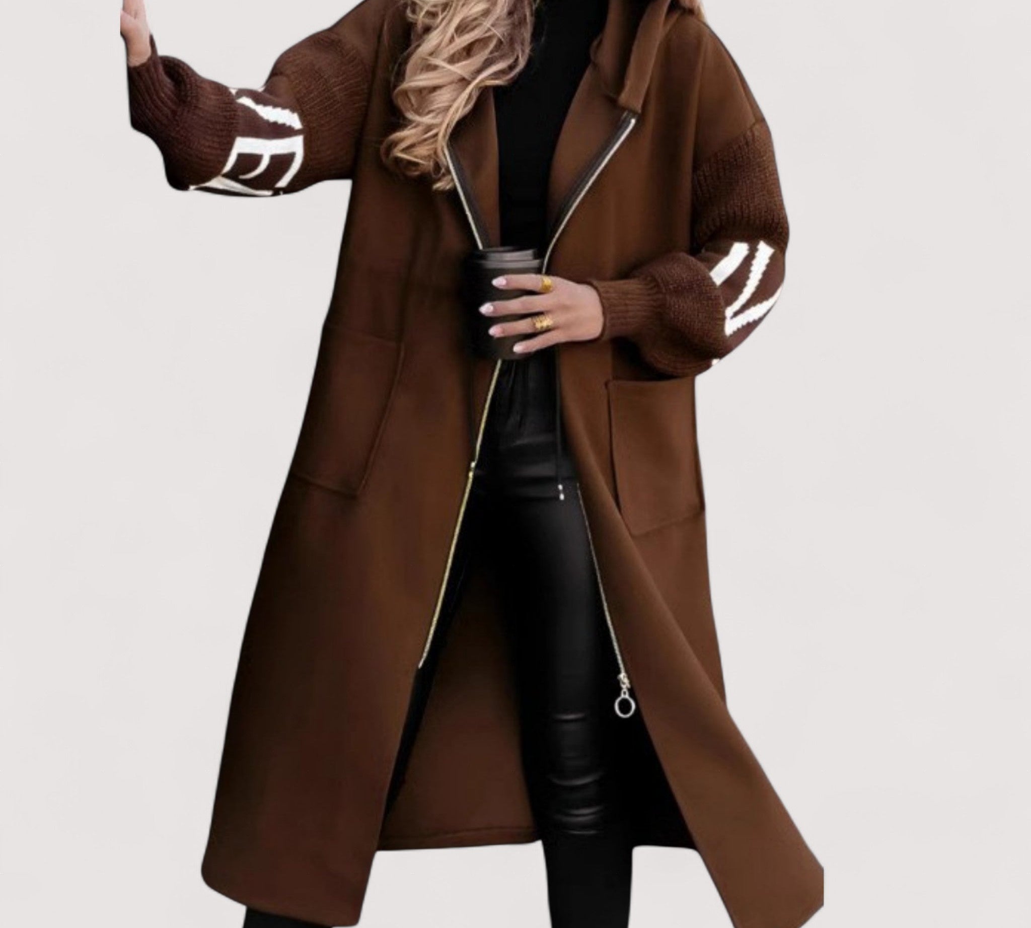 Maris™ | Ženska jakna s pletenim rukavima i kapuljačom