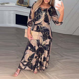 Sylvie™ | Ženska elegantna haljina s printom s rukavima 3/4 duljine i strukiranim strukom