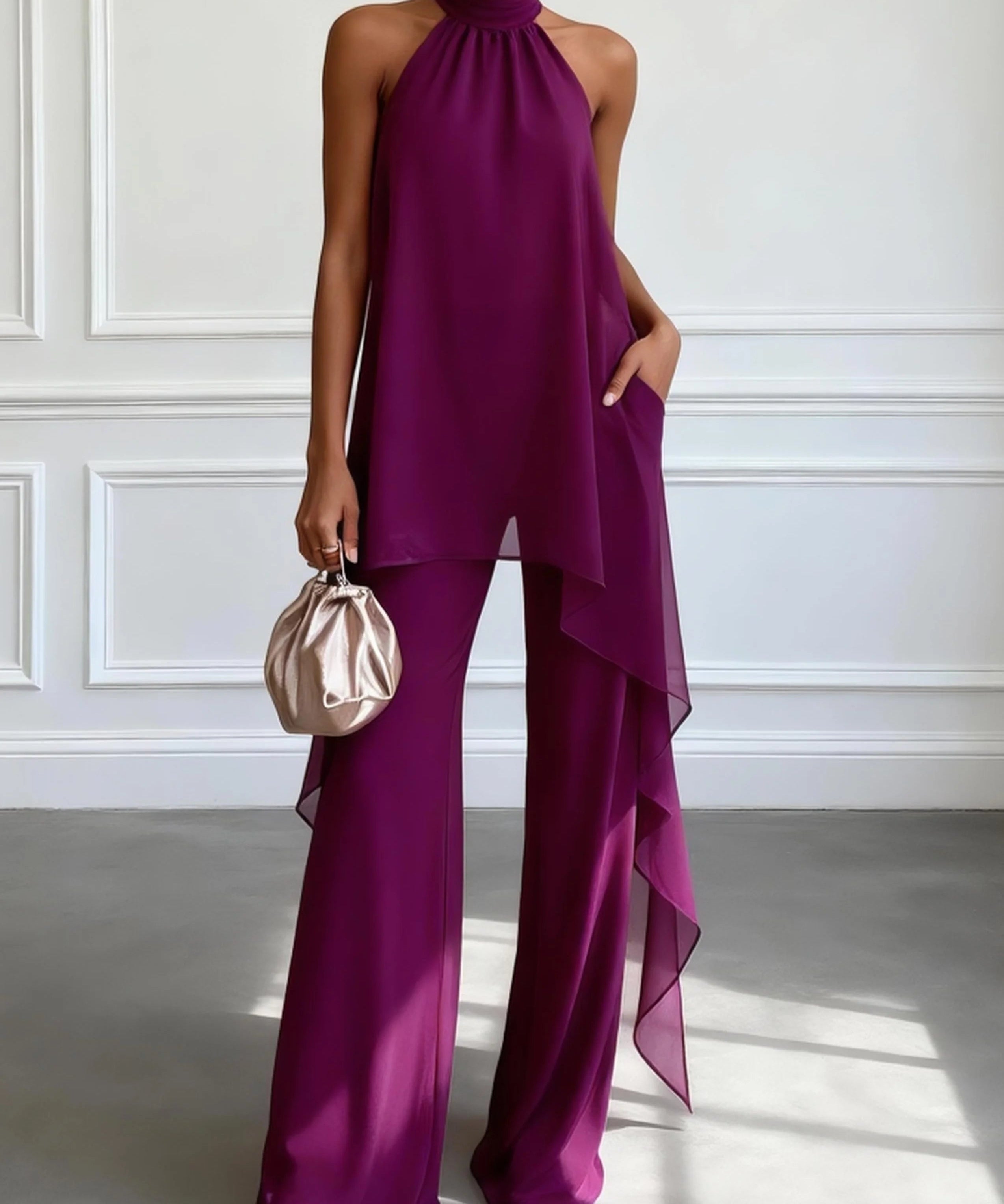 Viola | Elegantni Halter Komplet s Hlačama
