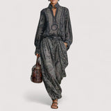 Aveline™ | Vintage set od dva dijela s majicom dugih rukava s Paisley printom i hlačama