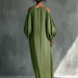 Anika | Zelena Off-Shoulder Puffärmel Max haljina